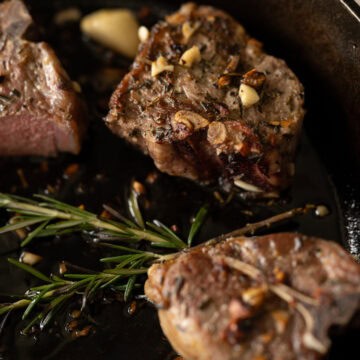 Pan-seared lamb loin chops